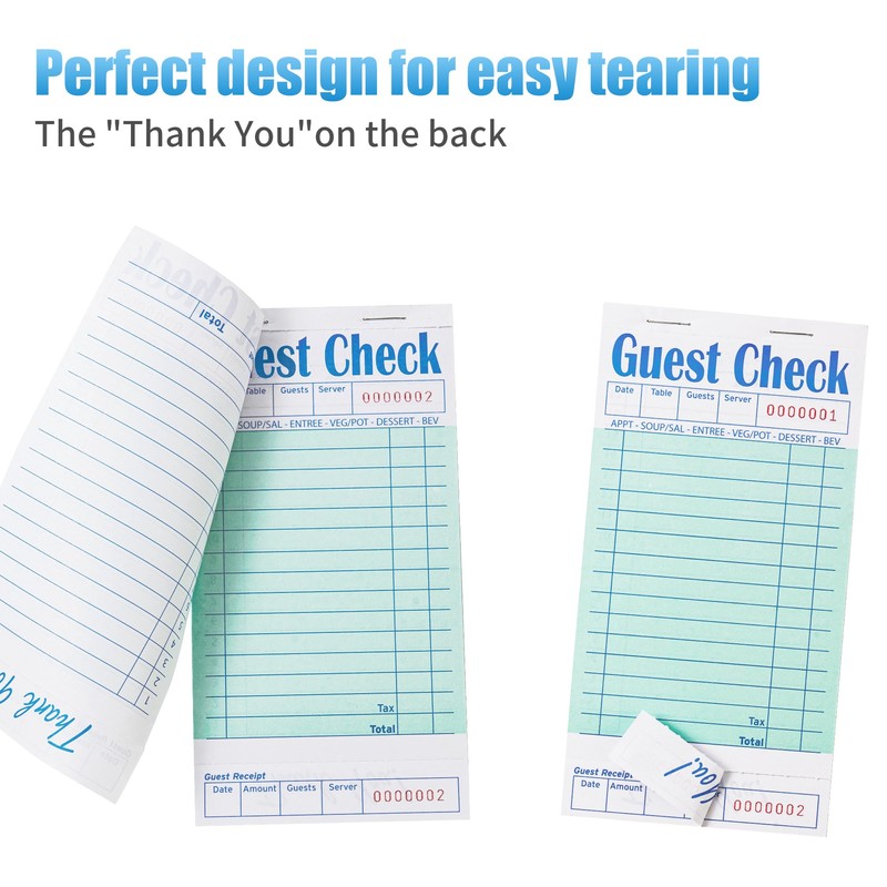 ZPARIK 48 Pack Green Guest Checks Books for Servers Server