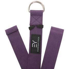 Everyday Yoga Super Strong Strap with Metal D-ring Buckle - Improve Flexibility, Stretching, and Physical Therapy Fitness. - Plum