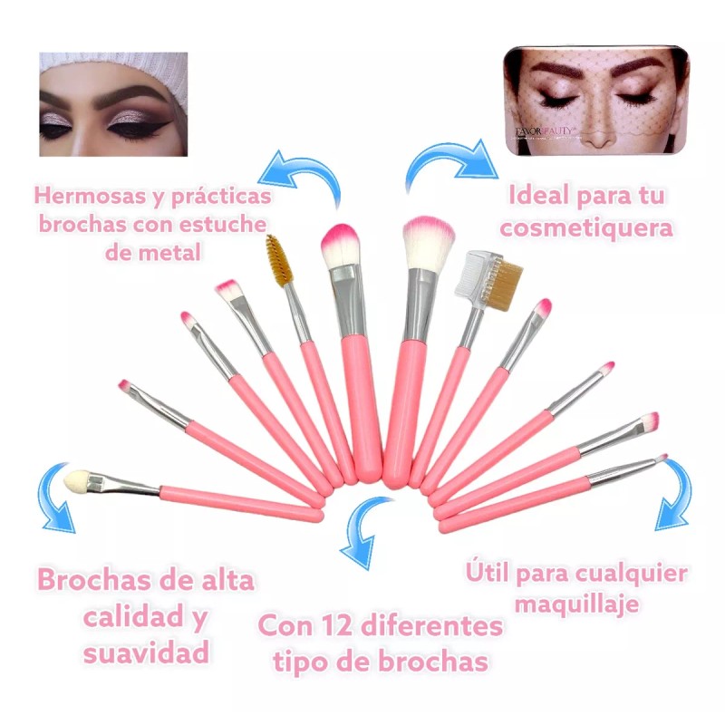 Favorbeauty Brochas De Maquillaje Kit 12 Pzs Para Maquillaje Con