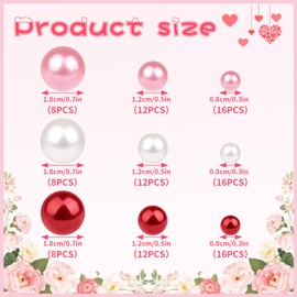 Larber 10156Pcs Valentine's Day Vase Filler Decoration Red Pink White Heart Pearls Bowl Filler Mini Acrylic Love Hearts Beads Centerpiece for Valentine Festival Wedding Home Party