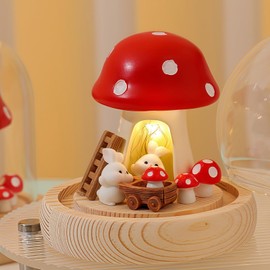 AWSOLAR Mushroom Lamp Mushroom Night Light for Kids, Wireless Cute Bunny Warm Night Lights for Kids, Baby, Party, Room Decor