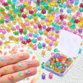 Pack of 200 Mini Turtles, Luminous Resin Figures, Colourful Mini Turtles for Decoration, DIY Micro Landscape, Garden, Party, Dollhouse, 11 x 7 mm, Transparent Box