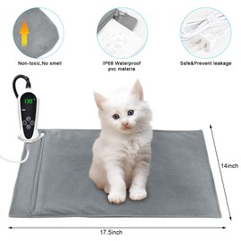 RIOGOO Pet Heating Pad, Upgraded Electric Dog Cat Heating Pad Indoor Waterproof, Auto Power Off (S 17.5"x 14", Grey)