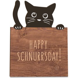 Happy Schnurrsday Holzkarte - Schnurrtag Geburtstagskarte | Katzenliebhaber, Katzenkarte, Karte für Katzenfreunde, Katzenfreundin, Lustiges Geschenk für Katzenfreunde
