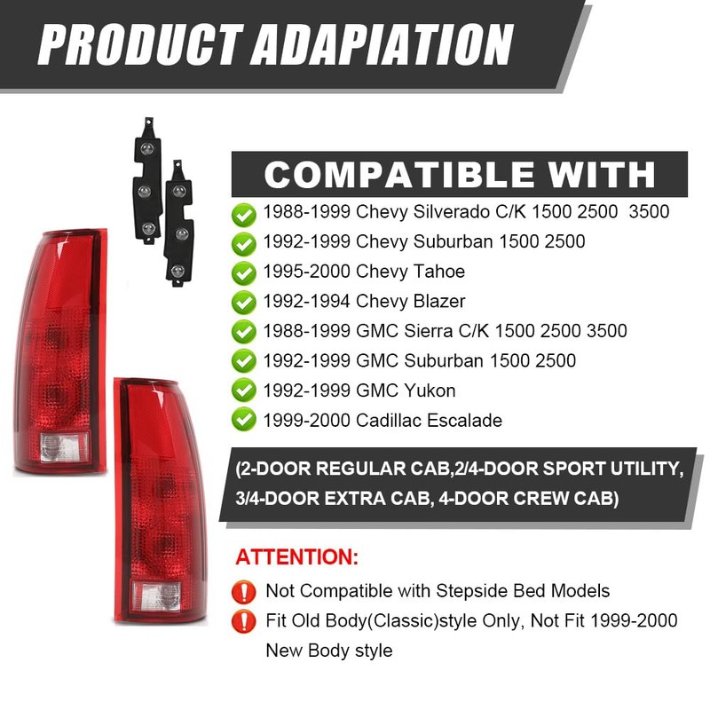 G-PLUS Tail Lights w/Bulb Left and Right Compatible with Chevy/GMC