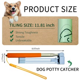 Dog Pooper Scooper,Poop Picker up for Dogs,Dog Pooper Scooper with Bag Attachment,Dog Poop Picker,Portable Foldable Dog Poop Catcher,Comes with 4 Rolls of eco-Friendly Garbage Bags