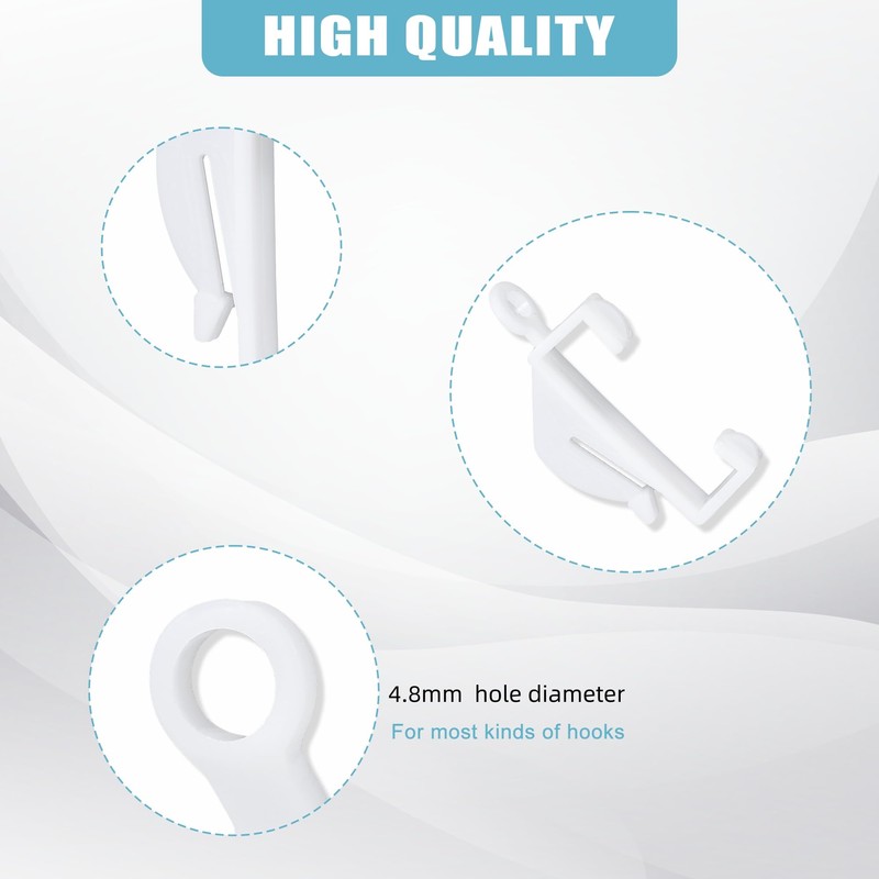 50 Pieces Plastic glider Curtain Hooks track hooks for curtains