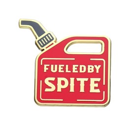 fueled By Spite Oil-can Shaped Enamel Pin Badge Brooch, Metal Stainless Steel, no gemstone