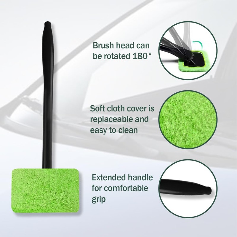 Lecctso Windshield Cleaner, Window Cleaner Tool, Microfiber Window Cleaning Tool