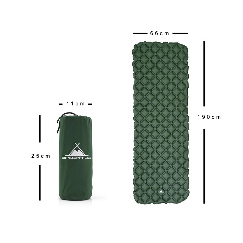 WANDERFALKE® Ultralight Inflatable Sleeping Mat – XL Width 66 cm