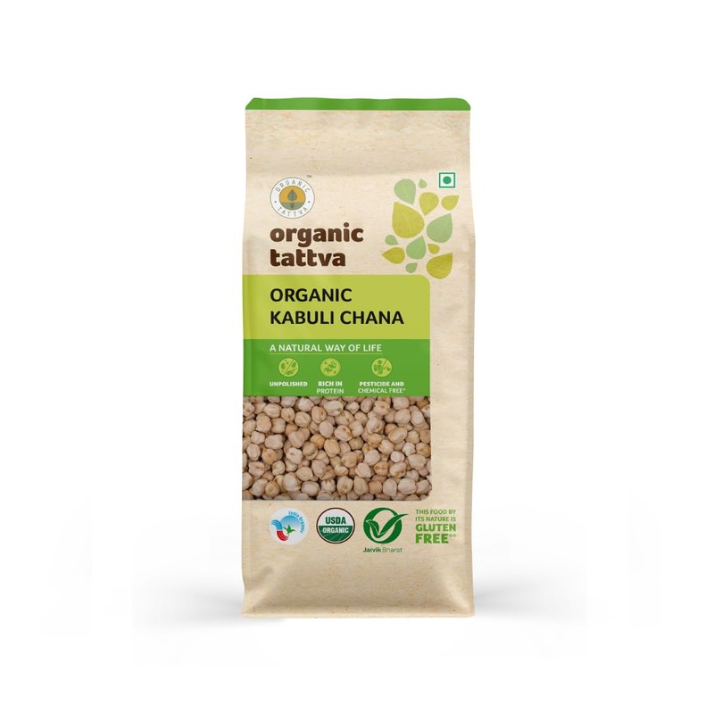 Organic Tattva Chick Peas (Kabuli Chana) Chickpeas, 500g USDA Certified