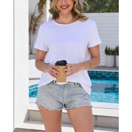 GAYHAY T-Shirts for Women - White Short Sleeve Basic Tees Soft Crew Neck Trendy Summer Tops for Casual Business 2025