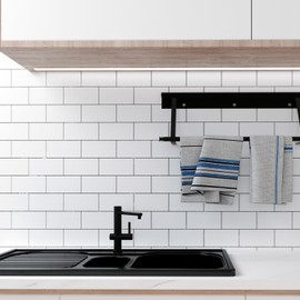 100-Piece White Thick PVC Peel and Stick Backsplash, 3" x 6" Waterproof Subway Tile Stick on Wall Tiles for Kitchen, Bathroom, Fireplace