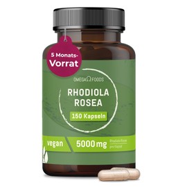 Rhodiola Rosea Capsules - 5000mg Rose Root Rhodiola - 150 Rodiola Rosea Capsules - Vegan - No Additives, High Dose
