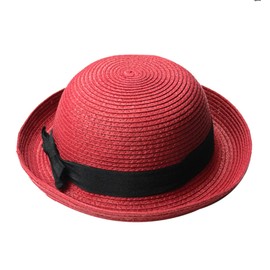 BESPORTBLE Dome Hat Summer Beach Sun Hat Sunhats Bowler Hat Women Dome Straw Summer Sun Hat Wide Red