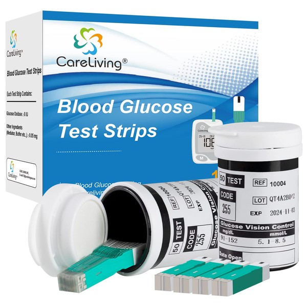 CareLiving Blood Glucose Test Strips, for Diabete Sugar Testing, 100 Count