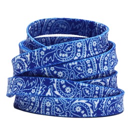 AcrossSea 47" Flat Paisley Blue Shoelaces 2 Pairs Fashion Sneakers Bandana Shoelaces for Athletic sport/Running Sneakers