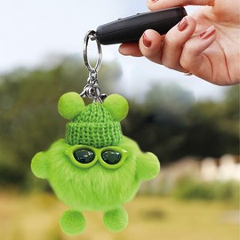 Geschenk Einschulung Schul Monster Plüsch, Einschulung Schlüsselanhänger, Glücksbringer Schule, Mutmacher Anhänger Mäppchen oder Ranzen (grüner)