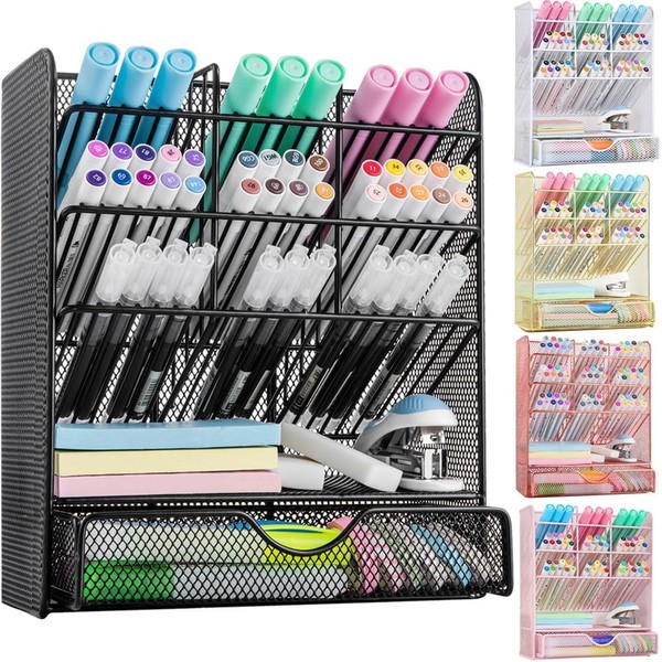 Onilife Mesh Pen Holder for Desk, Multi-Functional Pencil Organizer with