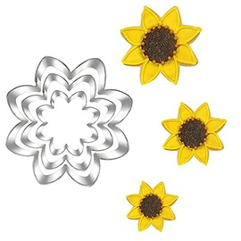 Sunflower Cookie Cutter Set-Size 3.8" 3.1" 2.6"-3 Piece-Cookie Cutters for You Are My Sunshine Baby Shower Birthday Party Decorations
