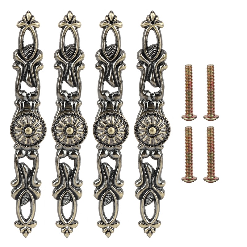 4 Sets Bronze Round Handles Cabinet Single Hole Pulls Furniture