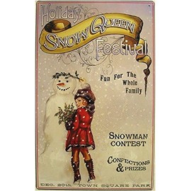 Holiday Snow Queen Winter Festival Snowman Contest Metal Sign