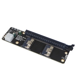 JMT 2Port SlimSAS 8i x2 to PCIe4.0/3.0 x16 Slot Adapter Card SFF8654 Riser Card for Network Graphics Video GPU (PCIe4.0 JHHP1B)