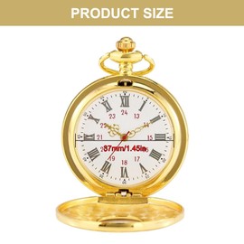 Retro Quartz Pocket Watch, Men's Unisex Pocket Watch with Chain, Vintage Roman Numerals Scale Quartz Pocket Watch, Classic Men's Pocket Watch, Retro Pocket Watch Men with Chain, Gold, gold, Vintage,