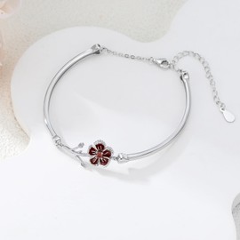 LWQQWL January Birth Flower Bangle Bracelet for Women 925 Sterling Silver Carnation Flower Cuff Bracelet Jewelry Gifts