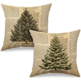 Poecinvi Vintage Tree Pillow Covers 18x18 Set of 2, Winter Pillow Covers, Christmas Pillow Covers, Vintage Christmas Home Decor, Christmas Tree Decorations, Christmas Decor Gifts for Women