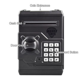 Electronic Piggy Bank with Password Lock & Mini ATM Function - Money Saving Box for Kids, Safe Coin Bank Toy for Ages 3 for Boys & Girls (Iron Grey)