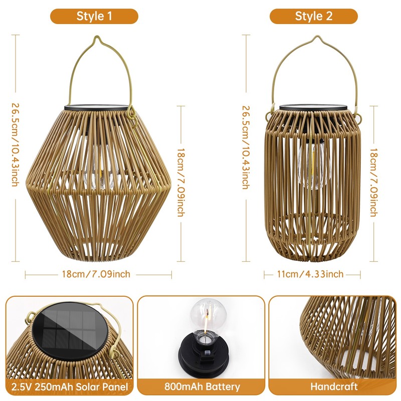 Solar Woven Hanging Lantern for Outdoor Decoration – Boho-Style LED