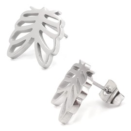 Steelmeup Stainless Steel Skull Silhouette Post Black Gold Color Stud Earrings, Metal, metal