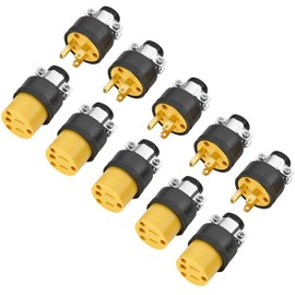 Variety Savings - Extension Cord Electrical Wire Repair End 15 Amp, 125 Volt, 5 Sets Male Female 3-Prong Grounding Replacement Connectors - Safety-Rated Connect, Triple-Drive Screws, Easy Installation