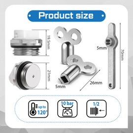 Gulfmew Pack of 5 Radiator Bleed Valve with 3 Radiator Bleed Keys and 1 Radiator Bleed Handle, Heating Key Heating Bleed Valve Bleed Handle