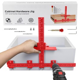 Cabinet Hardware Jig,Aluminum Alloy Cabinet Door Handle Jig for Handles and Pulls,Adjustable Drill Guide Cabinet Handle Template Tool of Door Drawer Front Knobs Handles and Pulls