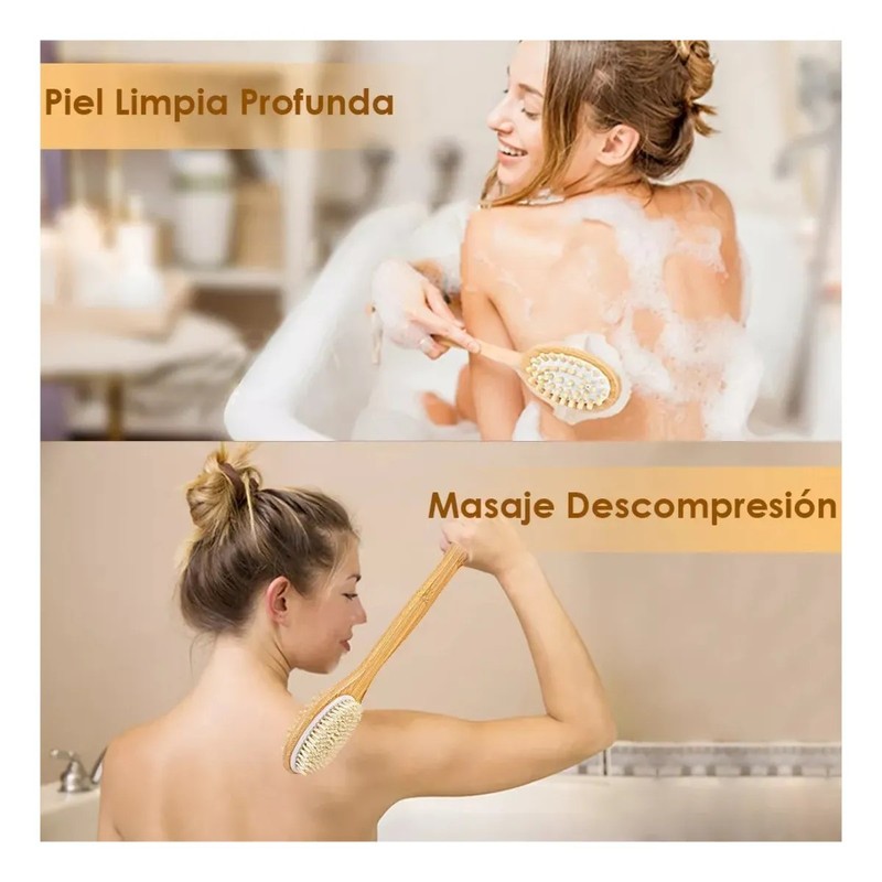 4pcs Cepillo Corporal De Cerdas Natural Exfolia Piel Muerta