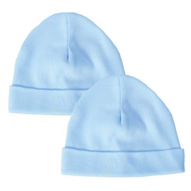 Baby Hats, Hat for Baby Boys & Baby Girls, Cotton Newborn Baby Hat, 2 Pack, Made in Britain, Blue, One Size