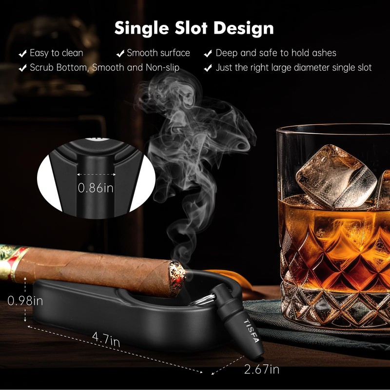 TISFA Cigar Ashtray Set, Portable Ash tray for Outdoor, Hole