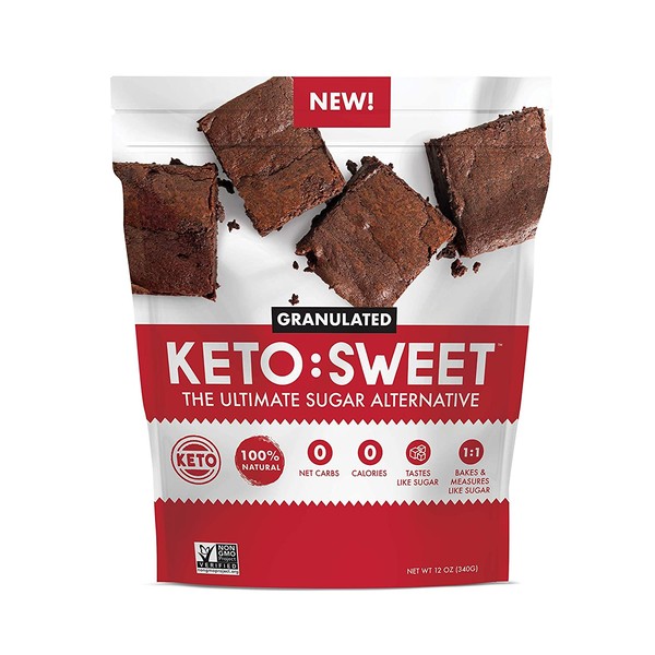 KETO:SWEET Ultimate Keto Sugar Alternative, 100% Natural Erythritol - Granulated In Resealable Bag (12 Oz)