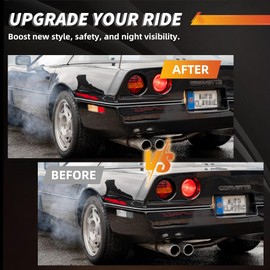 MOTRUM Rear Side Marker Lights Housing Compatible with Chevy Corvette C4 (base, Grand Sport, ZR1) 1988-1996, [DOT] [IP67 Waterproof] Rear Turn Signal Marker Light Cover [No Bulbs], OEM Style Lens