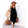 Women's Casual Sleeveless Deep V Neck Pockets Maxi Long Dress