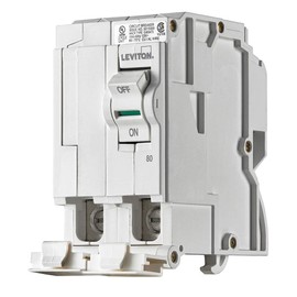 Leviton LB280 80A 2-Pole Plug-On Standard Branch Circuit Breaker, Hydraulic Magnetic, 120/240 VAC, White