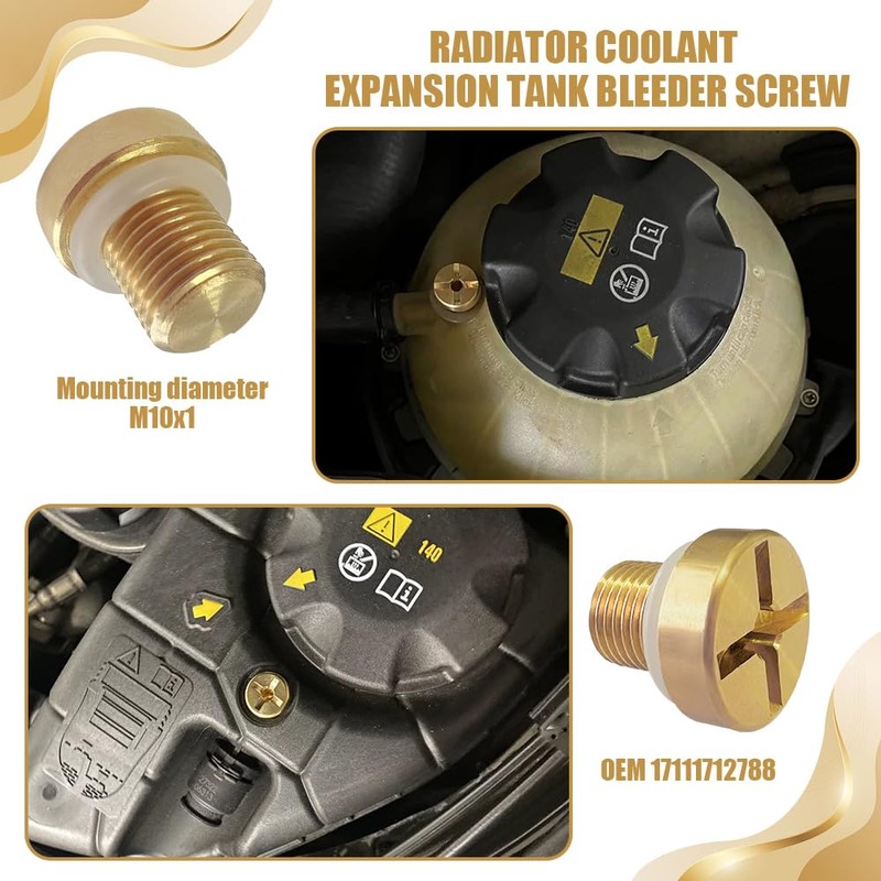 Lyxheth Radiator Coolant Expansion Tank Bleeder Screw, Radiator Drain Plug,