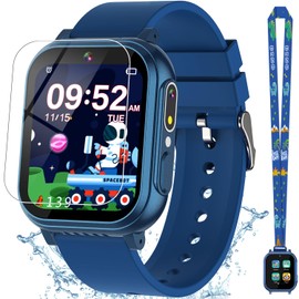 Dolwenqi Waterproof Smart Watch for Kids with 32 Games Dual Camera, Habit Tracking, Alarm, Pedometer, HD Touchscreen, Music Kids Watch Toys for Kids Age 5-12 Christmas Birthday Gift Boys Girls(Blue)
