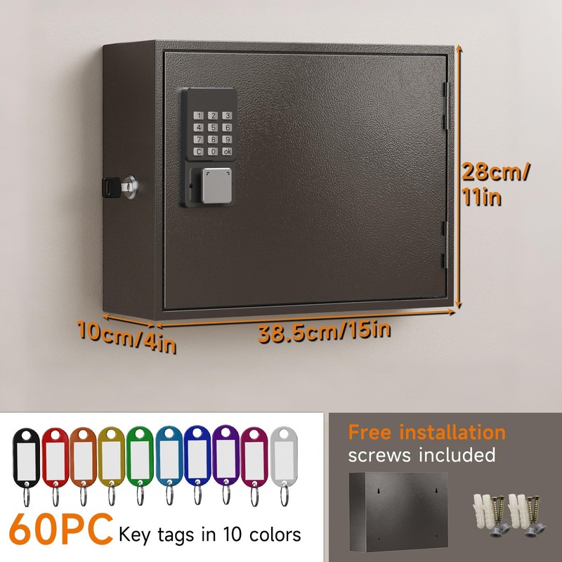 WeHere 60 Key Lock Box Wall Mount, Smart Key Cabinet,