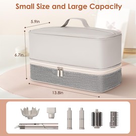 RXUTOTE Travel Carrying Case for Shark Flex Style/Dyson Airwrap, Double Layer Storage Organizer Case with Internal Zippered Compartment, PU Leather Travel Bag for Shark Hair Dryer Attachments