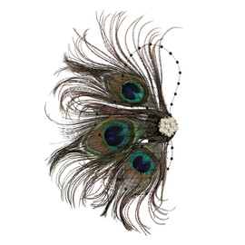 Lovfingu Fascinator Peacock Feather Hair Clips Flapper Headband 20's Accessories Hairband for Women 05-New Green