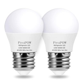 LED Refrigerator Light Bulb 40 Watt Equivalent 120V 4.5W Fridge Bulbs Daylight White 5000K E26 Medium Base, Energy Saving A15 Freezer Light Bulb, Not-dimmable, Waterproof, 2 Pack