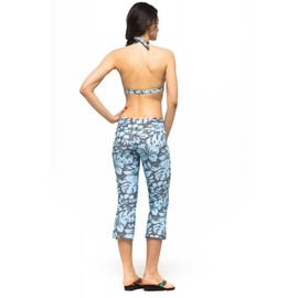 Private Island Women UPF50+ Capri Bootcut Leggings Rash Guard Pants Beach Swimsuit Bathing Swim Bottom (L, GwB-YCP)